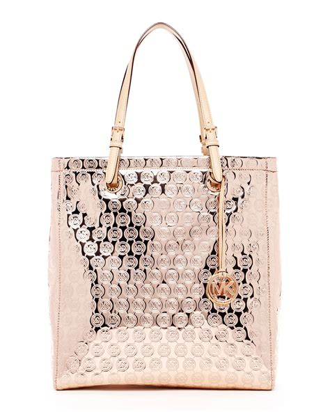 michael kors jet set monogram tote rose gold|Michael Kors Tote bag price.